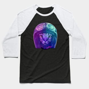 Biker Cat Baseball T-Shirt